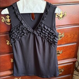 Black Ruffled Tank Top, Easy Breezy, Small ladies